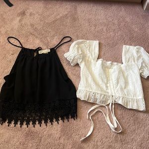 White and black crop going out tops